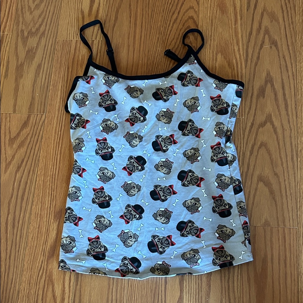 Gray Pug Print Camisole